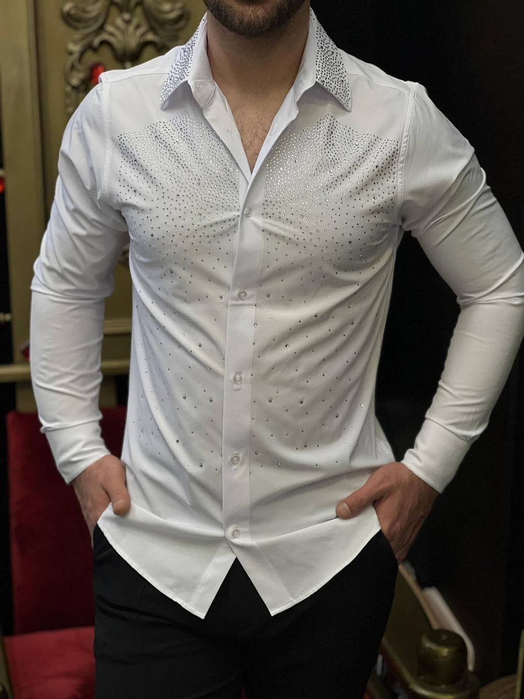 Tivoli Night  White Crystal Gradient Designer Shirt