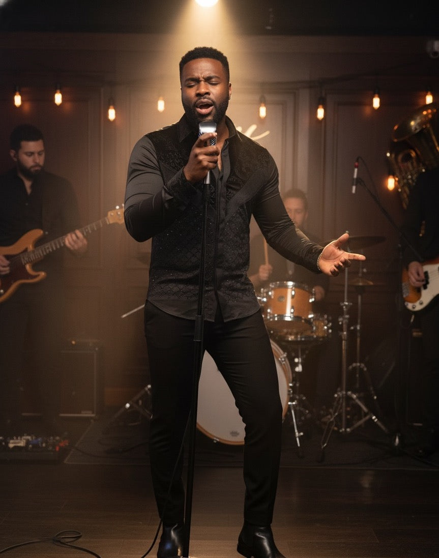 The Firenze Black Velvet & Diamond Lattice Shirt