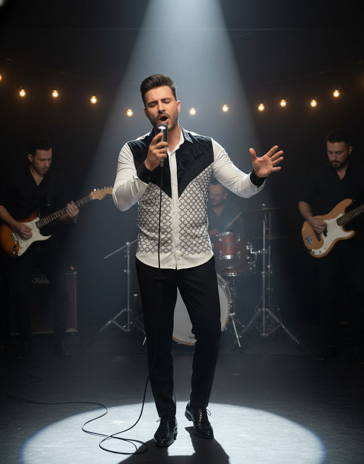 The Firenze White Velvet & Diamond Lattice Shirt