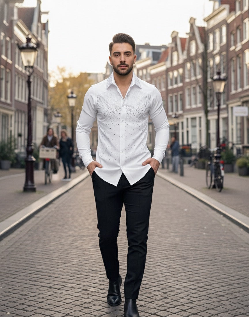 Tivoli Night  White Crystal Gradient Designer Shirt