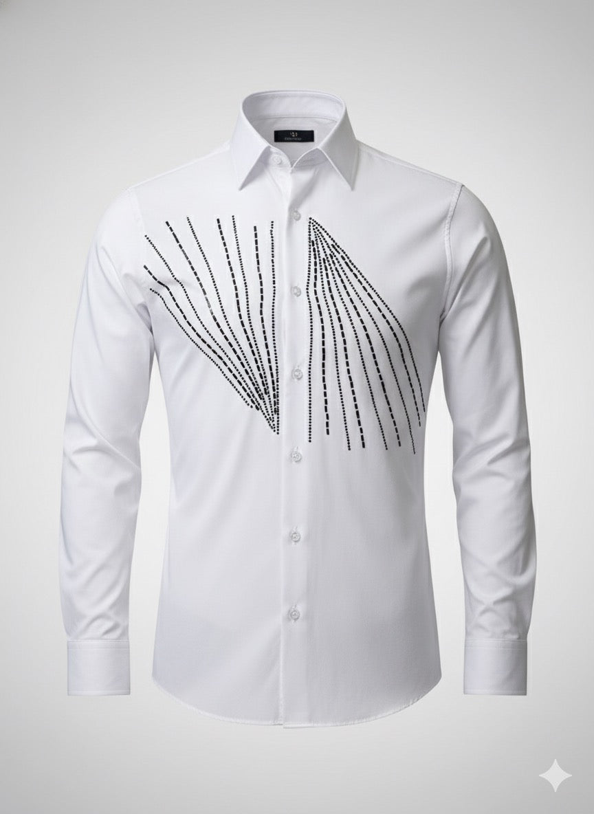 The Raggio White Crystal Sunburst Slim Fit Shirt