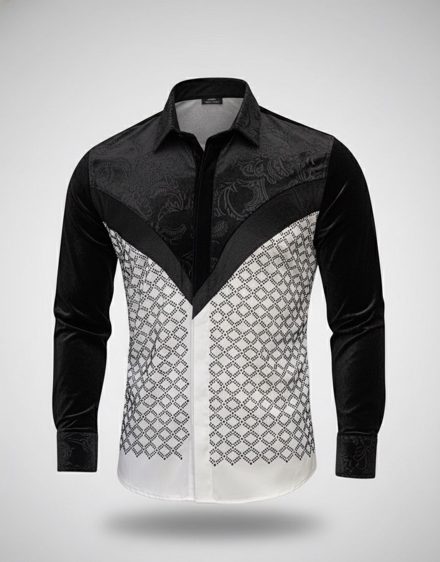 The Firenze White Velvet & Diamond Lattice Shirt
