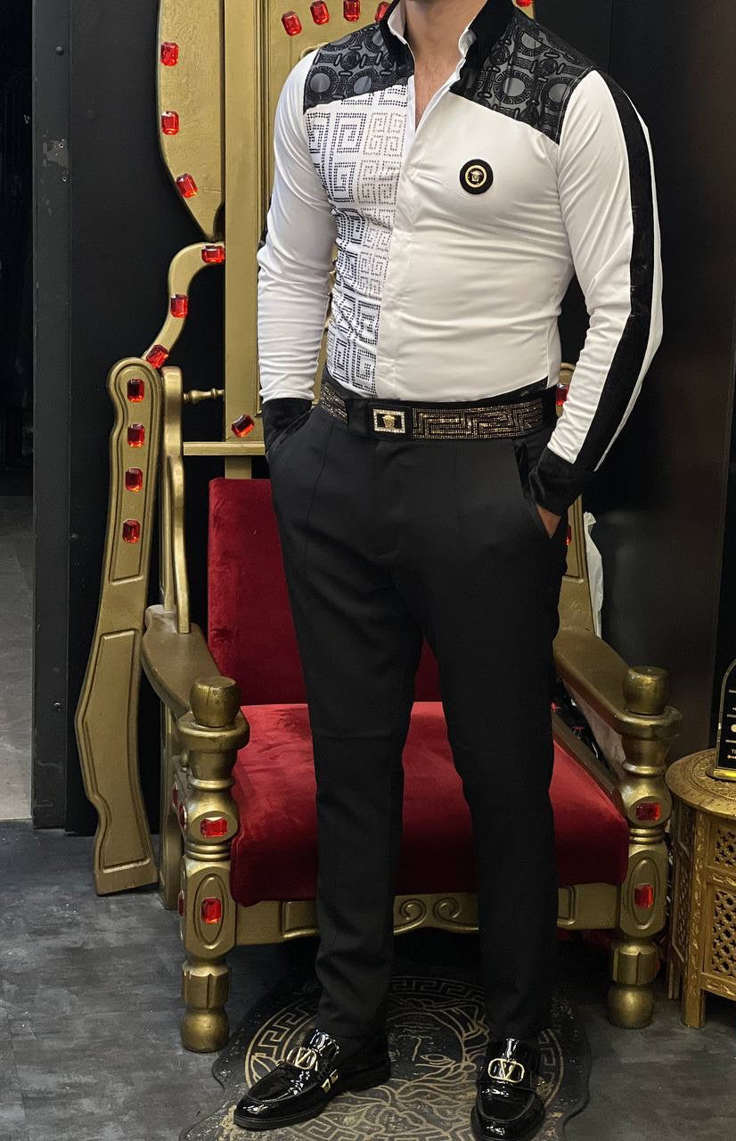 Monza White Sport Luxury Crystal Shirt