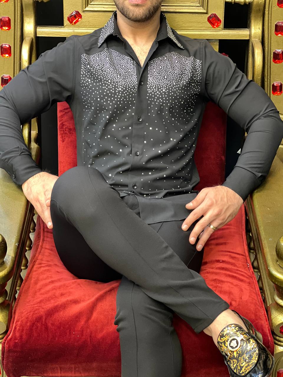 Tivoli Night Black Crystal Gradient Designer Shirt