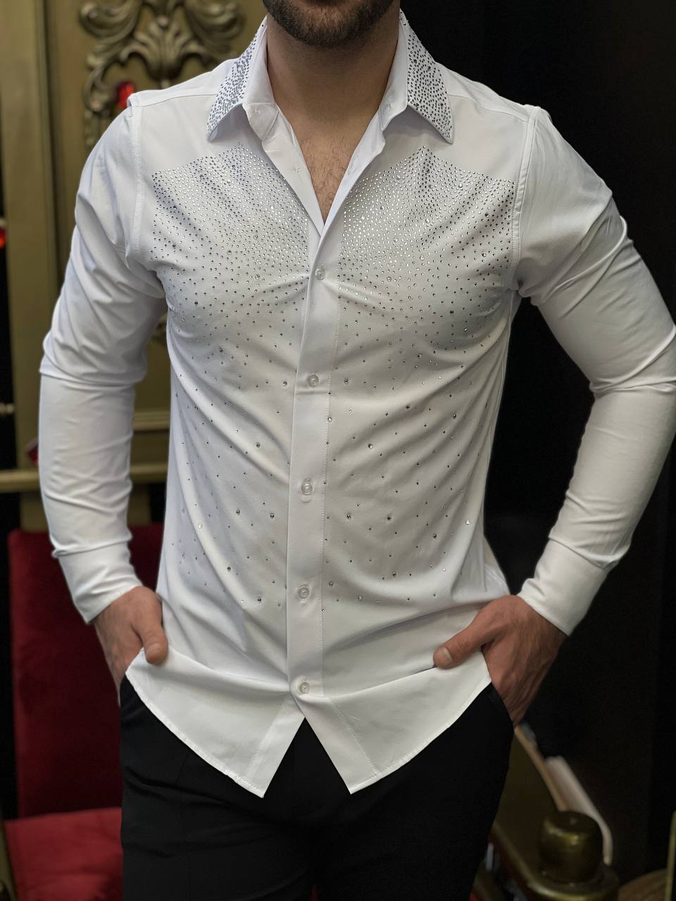 Tivoli Night  White Crystal Gradient Designer Shirt