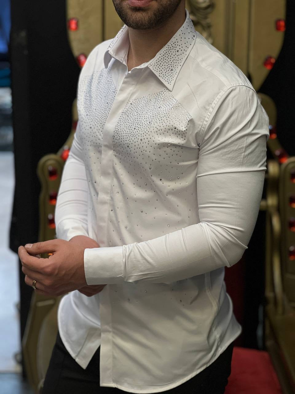 Tivoli Night  White Crystal Gradient Designer Shirt