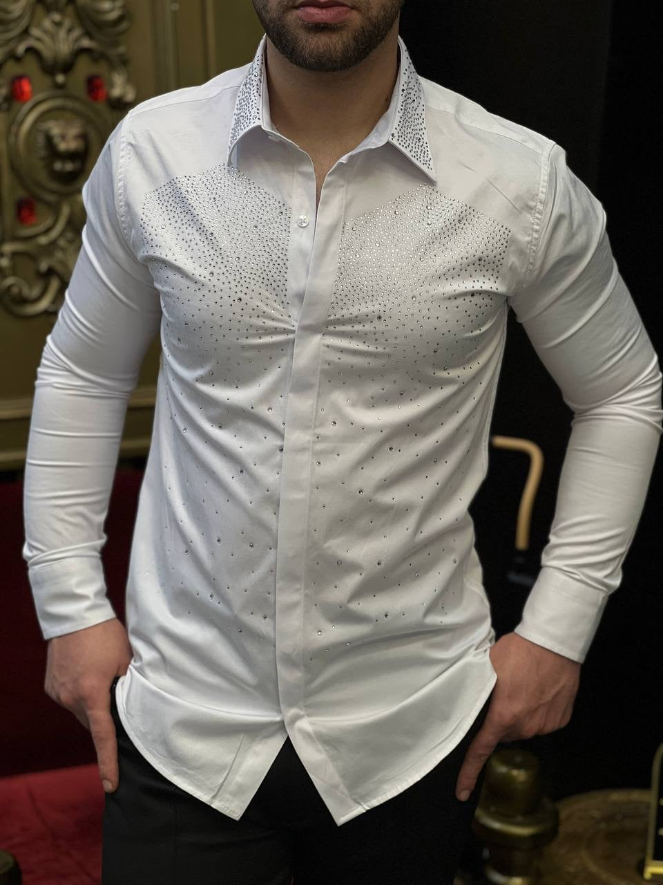 Tivoli Night  White Crystal Gradient Designer Shirt